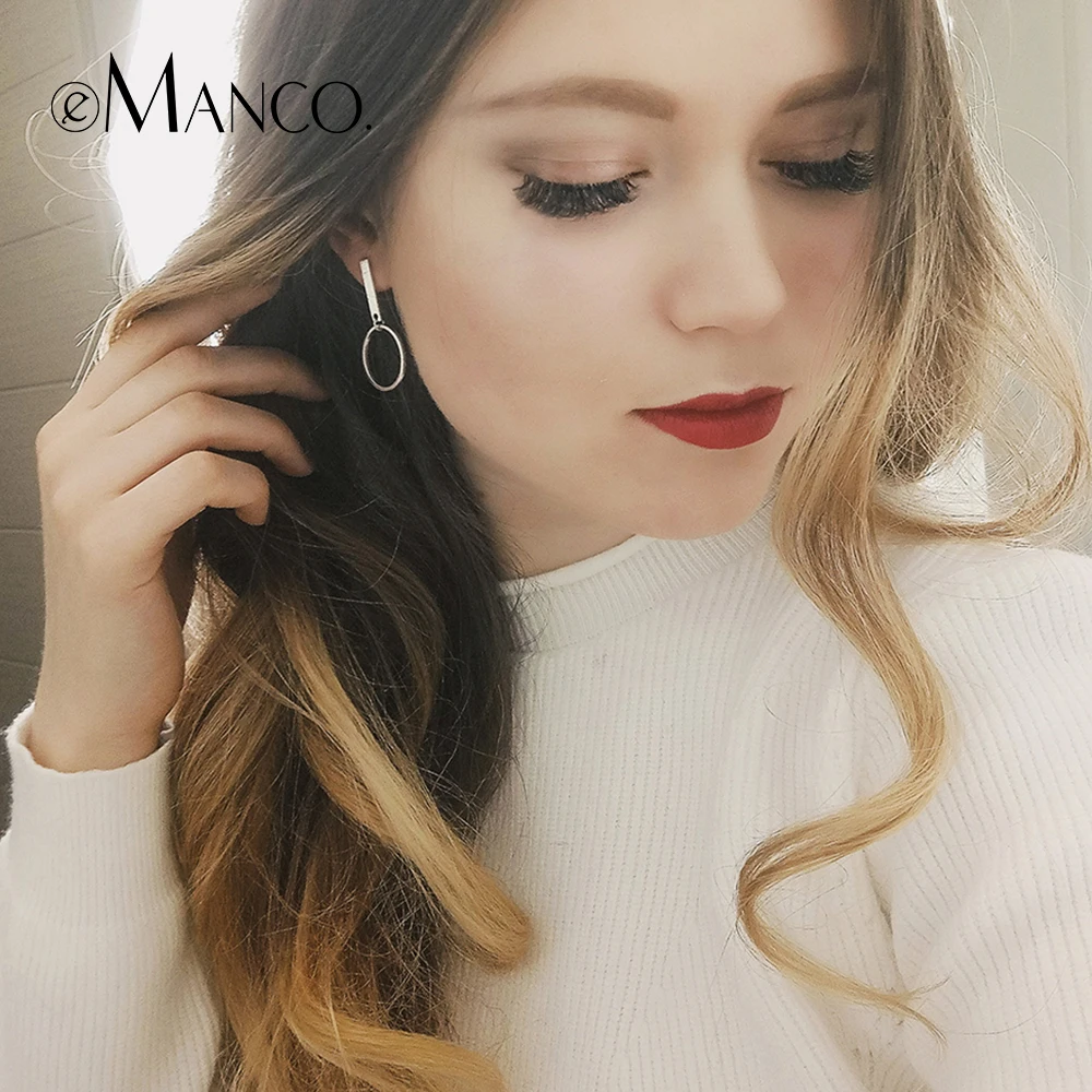 e-Manco 925 Sterling Silver Drop Earrings Simple Tassel Asymmetry Round Circle Dangle Earrings For Women Geometric Fine Jewelry