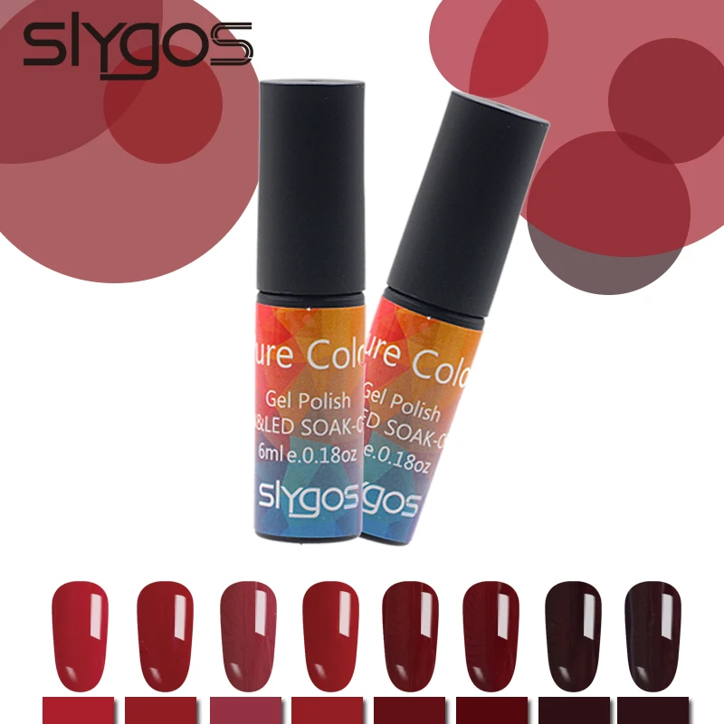 

SLYGOS 6ML Red Purple Pink Nude Soak Off UV Gel Polish Purple Series Long Lasting Pure Color Nail Gel Varnish Manicure