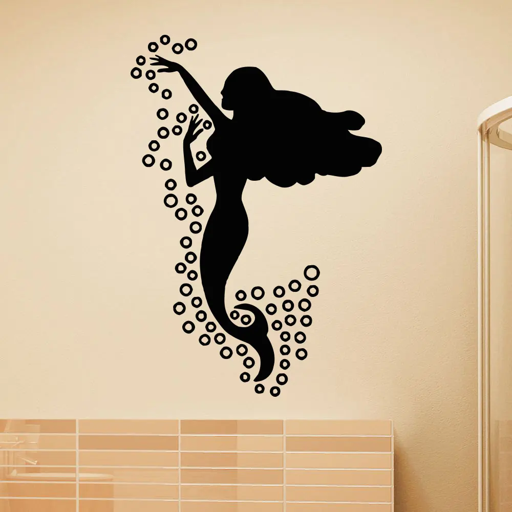 Buy Beautiful Mermaid With Bubbles Wall Sticker for