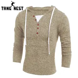 TANGNEST модный дизайн мужской свитер с капюшоном 2018 горячая распродажа тонкий Pull Homme Мандарин воротник с длинными рукавами свитер мужской MZM554