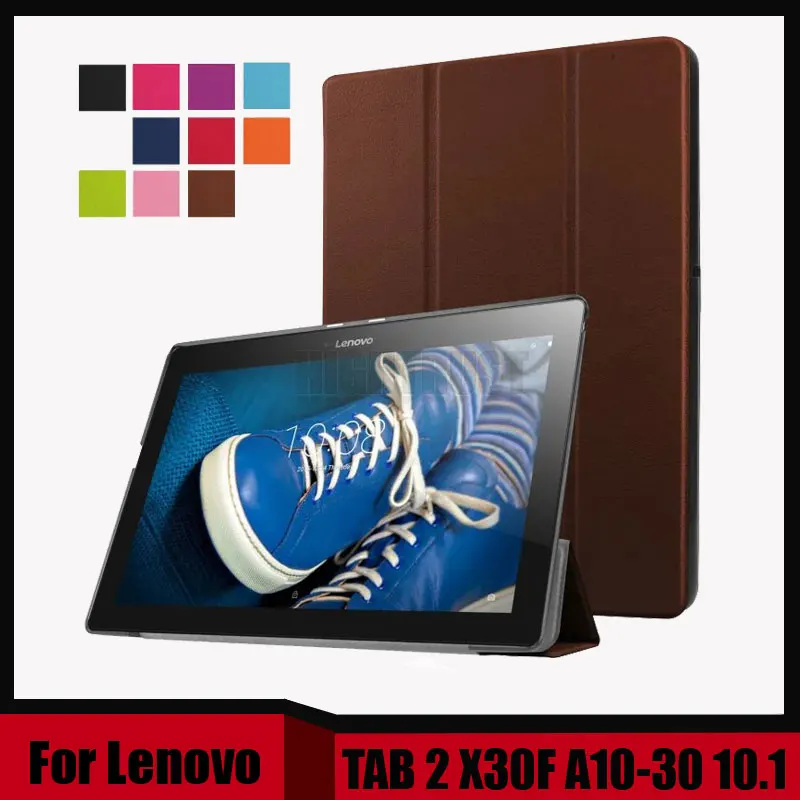 

3 in 1 Ultra Slim 3-Folder Stand PU Leather Magnetic Cover Case For Lenovo TAB 2 X30F A10-30 10.1 tablet + Screen Film + Stylus