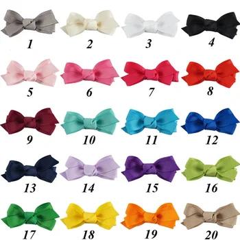 

20Pcs/Lot 2'' Kids Small Hair Clips Solid Grosgrain Ribbon Hair Bows For Girls Boutique Wholesale Hairgrips Best price Headwear