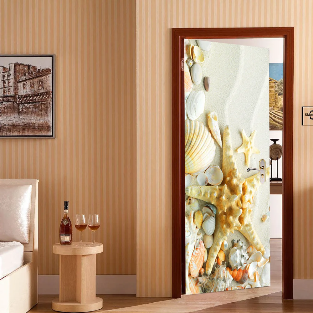 

Shells On Beach Picture Mural Sickers Door Sticker Wallpaper Decals Home Decoration Oct23003