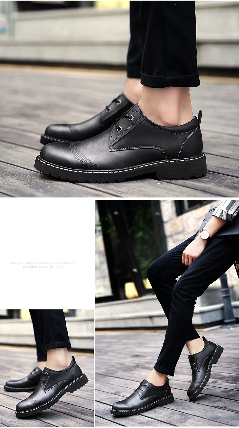 JKPUDUN Mens Genuine Leather Shoes Casual Waterproof Men Original Boots Italian Fashion Army Boots For Men Work Boots Erkek Bot