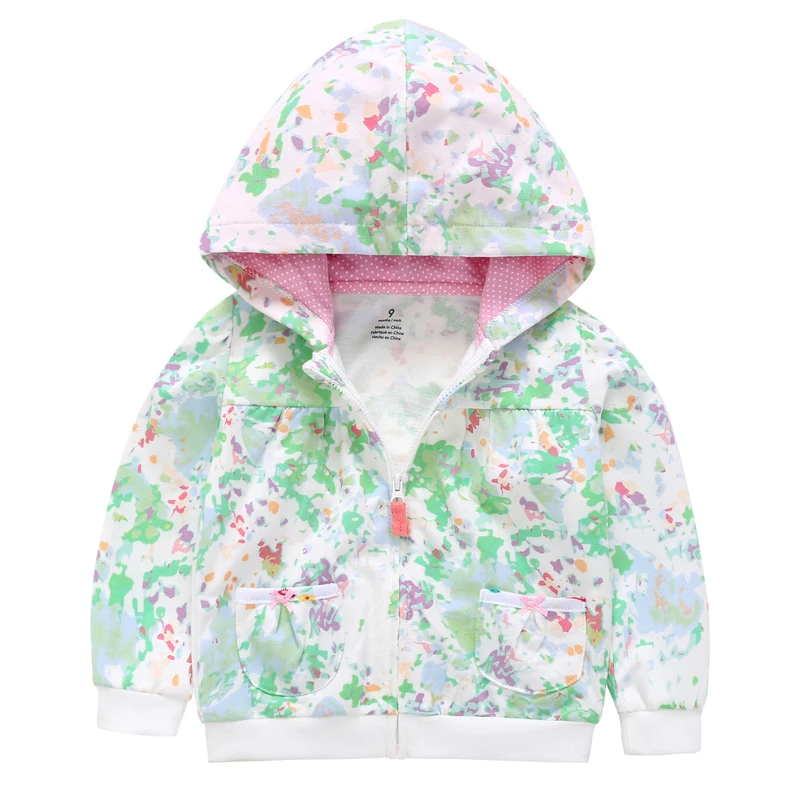 Милая Весенняя толстовка с цветами для маленьких девочек, куртка, детские толстовки с длинными рукавами и карманами для девочек
