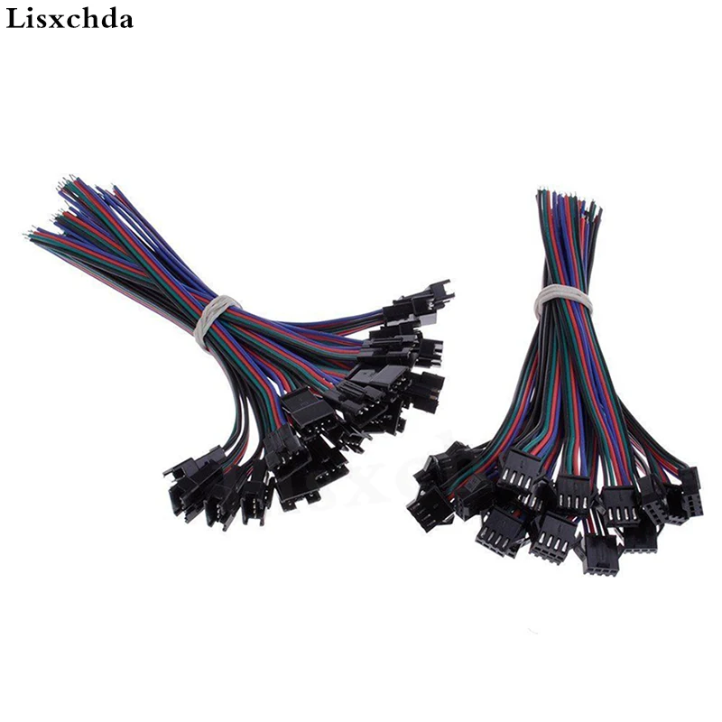 Оптовая продажа 10 шт. 4 штекер и Женский RGB Разъем провода кабель для ...