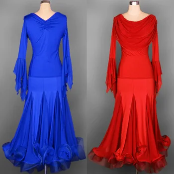 professional tops + skirts woman standard flamenco waltz tango competition womens ballroom dance dresses long sleeve ballroom