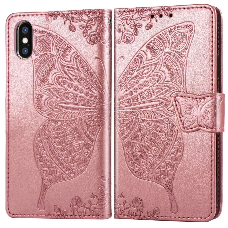 Butterfly Case For iPhone 11 12 Mini Pro X XS Max XR Flip Cover Leather Wallet 8 7 Plus 6 6S Coque Funda | Мобильные телефоны и
