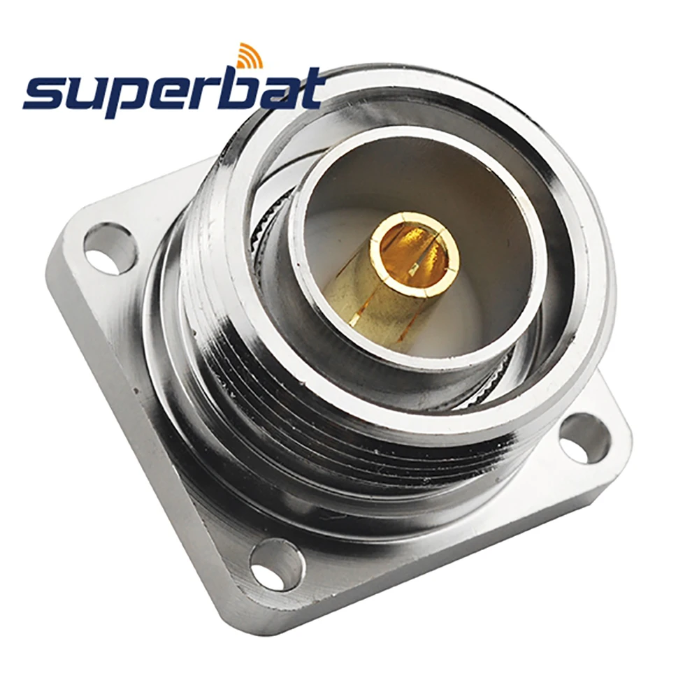 Superbat 10pcs 7/16 Din 4 Hole Panel Mount Female with Solder Cup RF Coaxial Connector for Electronic Components