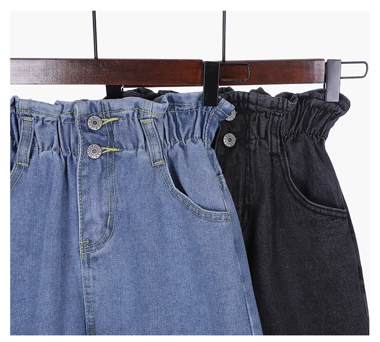 Женские джинсы шорты весна широкие брюки шорты с эластичной талией повседневные Джинсы бойфренда для женщин с высокой талией Большие