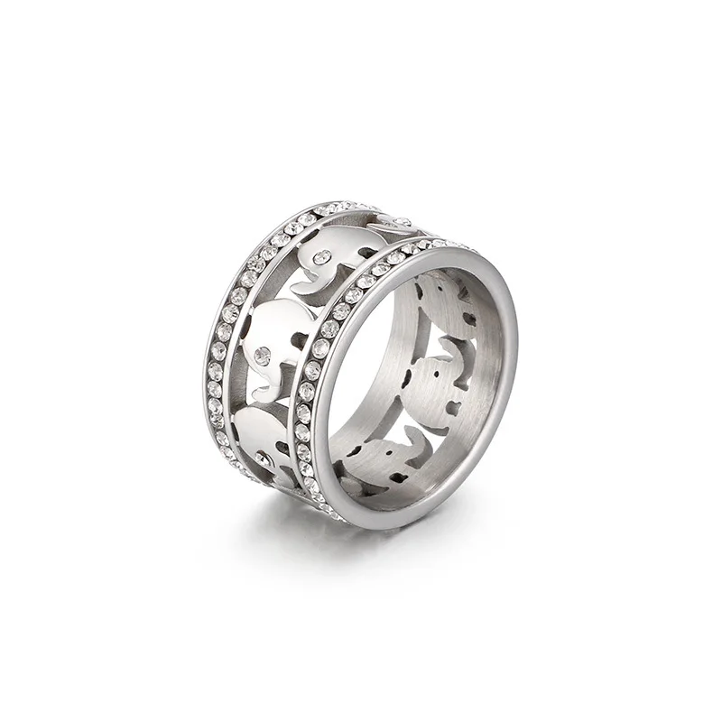 316L нержавеющая сталь CZ кольца в форме слона обручальное кольцо Роскошные ювелирные изделия для помолвки популярные женские винтажные ювелирные изделия в виде животных - Цвет основного камня: Silver