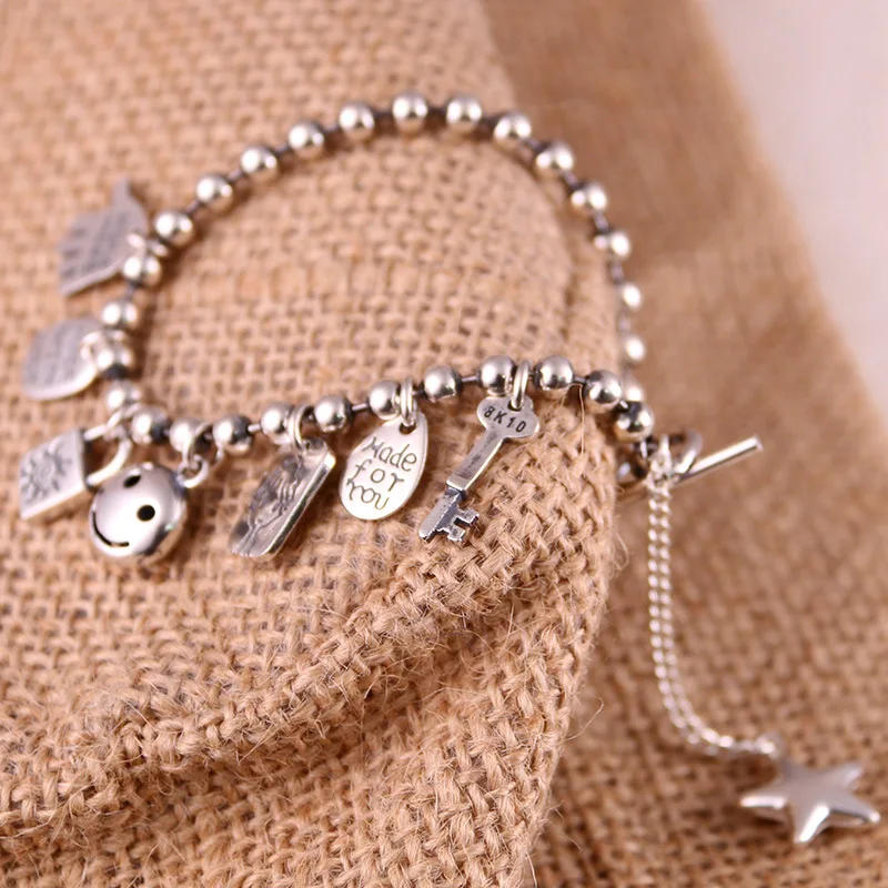 S925 silver bracelet female Japanese Korean fashion personality all match bead bracelet Jewelry