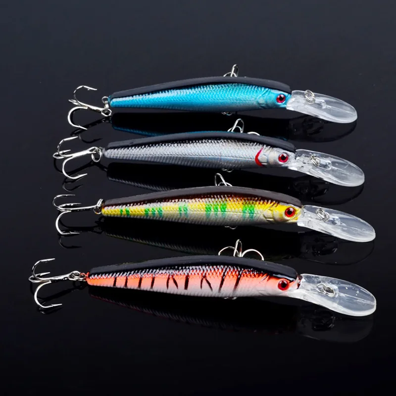 

4pcs/lot Trolling Minnow Wobblers Sea Fishing Lure 125mm/14g 4# Hook Ocean Bait Artificial Crankbait Pesca Jerkbait Boat Trailer