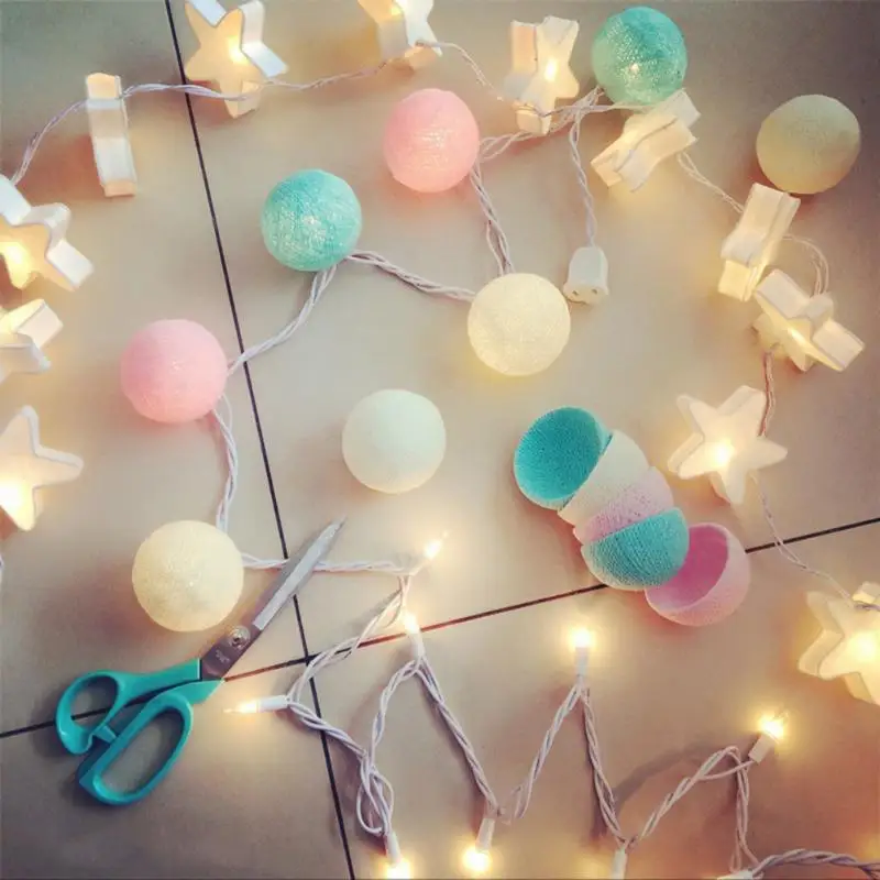 

Brand New 200mm 20 LED Cotton Ball Colorful String Lights Party Christmas Tree Decorations Lights With Battery Power