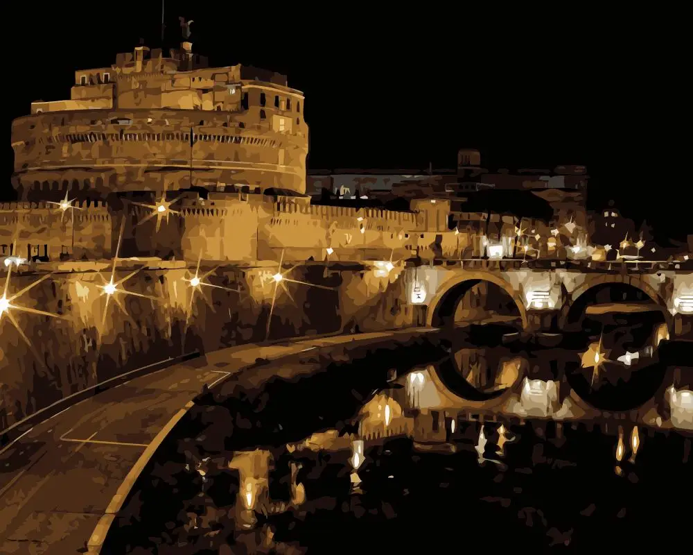 MaHuaf-j627 Castel Sant\'Angelo, Rome Italy Diy painting by numbers acrylic paint by numbers kit landscape wall pictures 