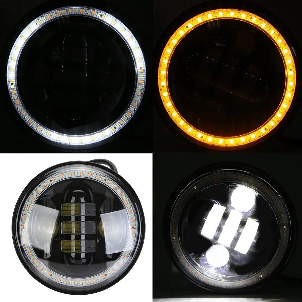 

5.75" LED Headlight High/Low Beam 5-3/4 Motorcycle Projector Driving Light Head Lamp with Angle Eyes For Harley Sportster Dyna