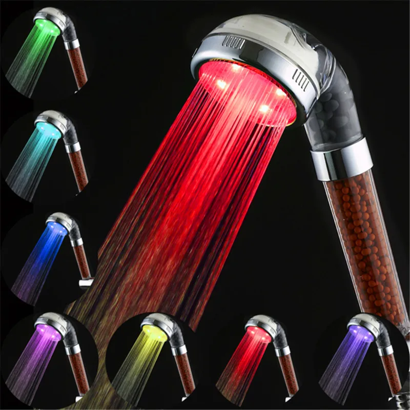 7 Colors Change Led shower Tourmaline SPA Anion Hand Held Bathroom Led Shower Head Filter Hand