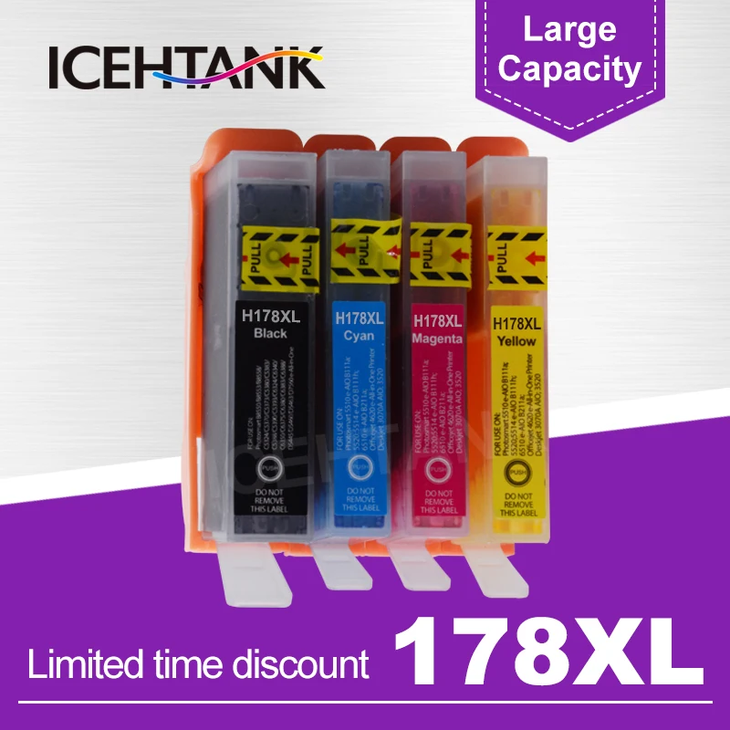 Сменный чернильный картридж ICEHTANK для HP 178 178XL Photosmart 5510 5515 6510 7510 B109a 3070a|Чернильные