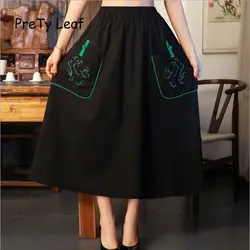 2019 Весенняя хлопковая юбка с вышивкой в этническом стиле