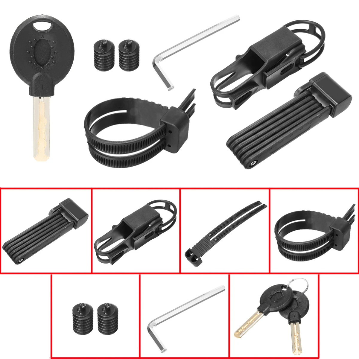 Bike Anti-Theft Folding Lock Black Bicycle Motorcycle Lock Cycle MTB Bike Security Lock Bicycle Accessories