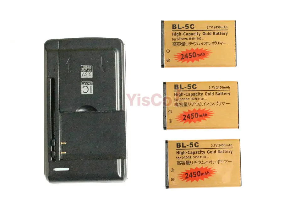 imágenes para 3x2450 mah bl5c bl-5c bl 5c batería de reemplazo de oro + universal cargador para nokia 2322c 2323c 2330c 2332c 2135 2255 2280 ect imágenes para 3x2450 mah bl5c bl-5c bl 5c batería de reemplazo de oro + universal cargador para nokia 2322c 2323c 2330c 2332c 2135 2255 2280 ect