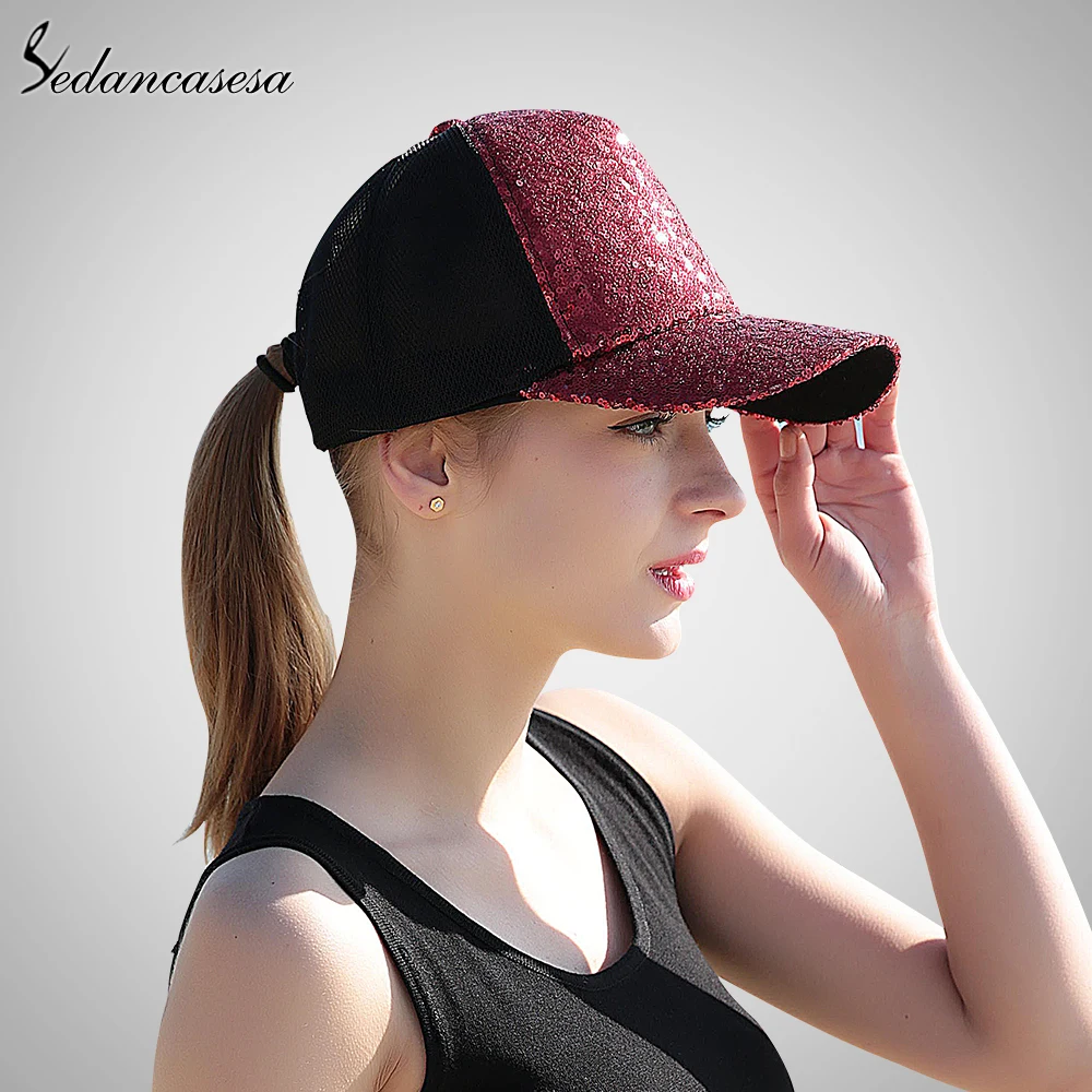 2019 Woman's Ponytail Baseball Cap Summer Sun Protection Women Beach