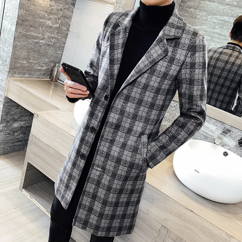 5XL полосатые длинные пальто мужские винтажные Длинные куртки манто для мужчин Homme Корея плед Kaban Erkek мужские пальто зимнее приталенное платье пальто
