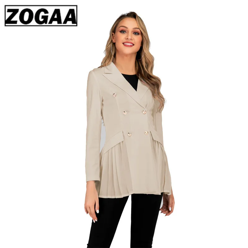 1PC Autumn Spring Women Double Breasted Trench Coat Khaki Vintage Casual Office Lady Business Long Outwear ZOGAA