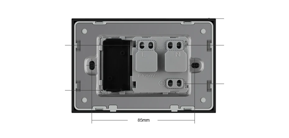 Livolo EU розетка, белая/черная кристальная стеклянная панель, AC 110~ 250V 16A настенная розетка, VL-C9C1EU-11/12