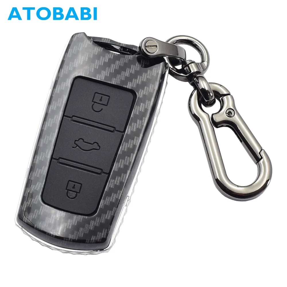 

ATOBABI Car Key Case For Volkswagen Keys Bag Keychain For VW Passat B6 3C B7 Magotan CC 3 Buttons Smart Keyless Remote Fob Cover