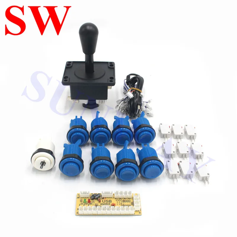 

FREE SHIPPING 1 kit of single player PC joystick/Amercian button with white zippy mircoswitch/USB encoder to Jamma arcade games