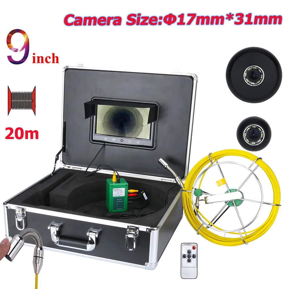 

Yobang Security 9inch LCD Color Screen 17mm Drain Pipe Sewer Inspection Camera System 8pcs LED High While Lights IP68 Waterproof
