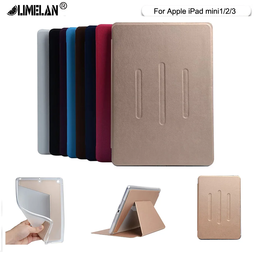 

Flip Case For Apple iPad Mini 123 PU Leather Soft Silicon TPU Back Covers Tablet Stand Card Slots Shield Protect Shell housing