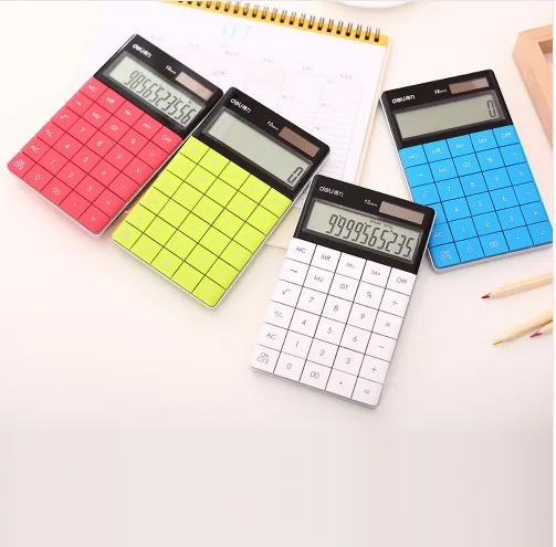 

LCD Display Hot sale Creative Slim Portable mini 12 digital calculator Solar Energy crystal keyboard Dual power supply