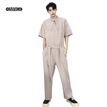 Мужские и женские модные повседневные Комбинезоны с воротником-бабочкой, мужские брюки, уличный хип-хоп костюм для танцев, шаровары