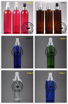

250ml pretty colors PET bottle with matte silver aluminum sprayer.mist PET bottle. travel refillable perfume container