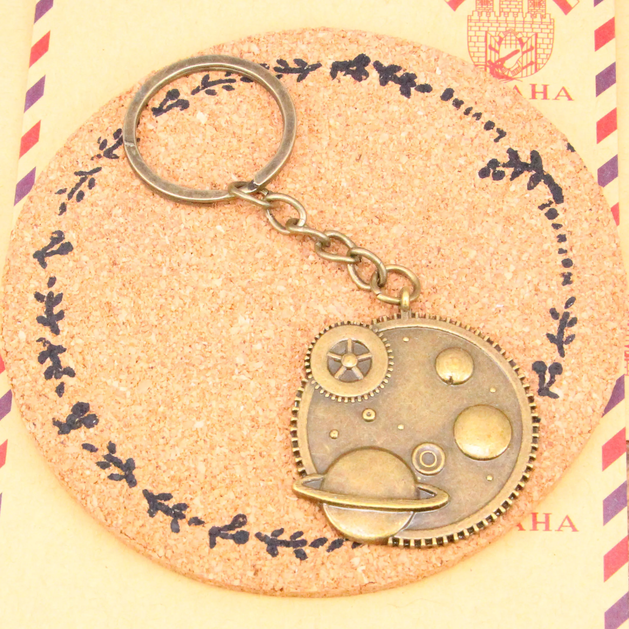 New Fashion Bronze Pendant Metal Key Chains Accessory,28mm Key Ring Vintage solar system galaxy
