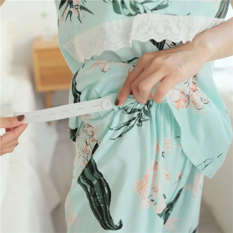 Женский сексуальный комплект для беременных из 3 предметов: халат с принтом+ жилет+ штаны, Пижамный комплект для кормления грудью, одежда для сна для беременных женщин