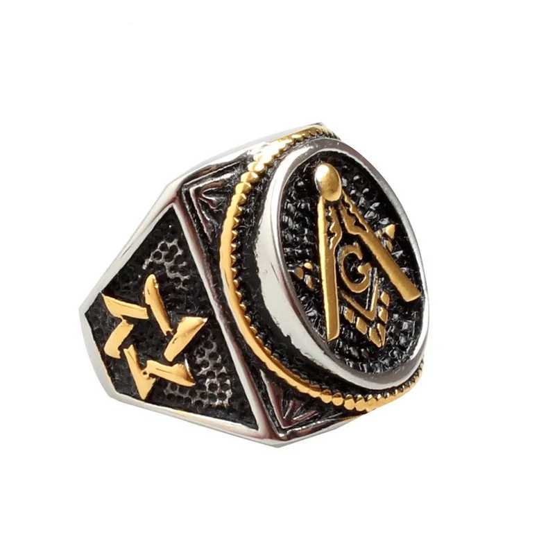 

Men's Oval Freemason Free Mason Silver Gold Templar Masonic Ring Men's Jewelry