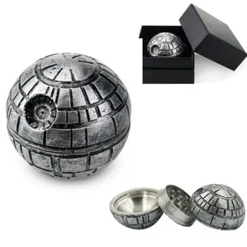 

Star Wars Death Star Smoke Grinder Herb Aluminum Hand Crank Herbal Tobacco Grinders 3-layer Alloy Smoke Metal Chromium Crusher