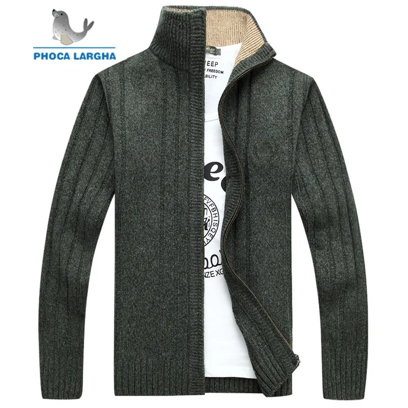 Men Cardigan sweaters knitted Male Fleece Standard Wool Sweater Men Pull Homme Man Solid color Outwear Thick knittin Coats