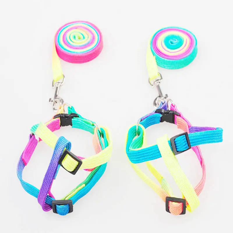 

1Pc Nylon Rope Leash Slip Lead Novelty Smart Rainbow Pet Dog Necklace Puppy Neck Strap Collar Harness Unique Pet accessories