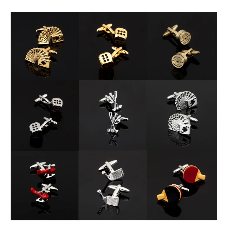 

XK402 High quality men's business Cufflinks / dice / golf / plane / table tennis / motorcycle / bicycle / racing model Cufflinks