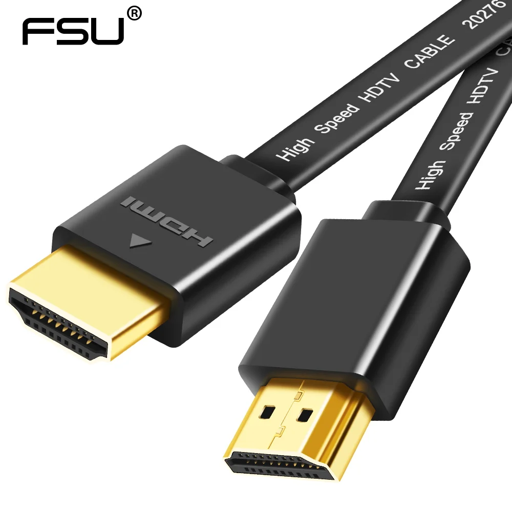 1.4Version High quality thin hdmi Flat cable Gold Plated Plug Male-Male HDMI Cable 1080p 3D  0.3m 0.5M 1M 1.5M