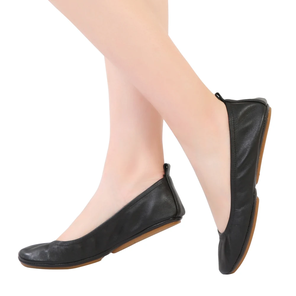 foldable leather ballet flats