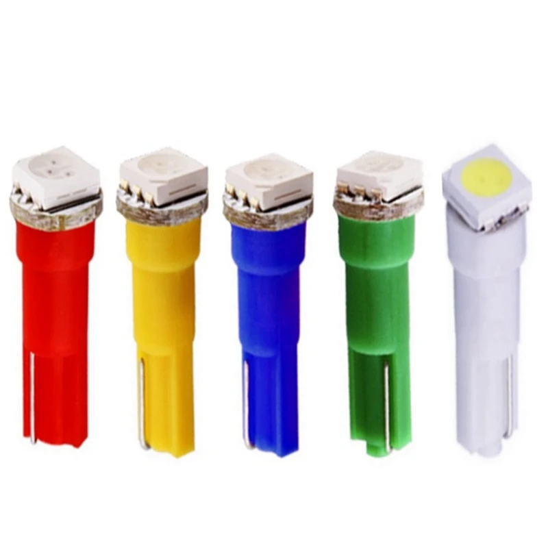 

T5 W3W W1.2W 5050 SMD LED Wedge Car Instrument Panel Lamp Auto Dashboard Warming Indicator Light White Red Yellow Blue Green