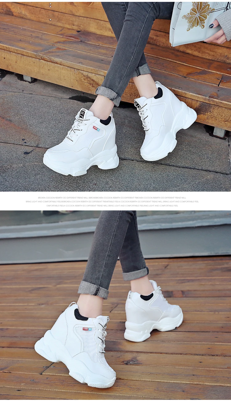 spring autumn fashion platform shoes casual sweet sports shoes shallow mouth Femmes Height Increase Shoes White mujer