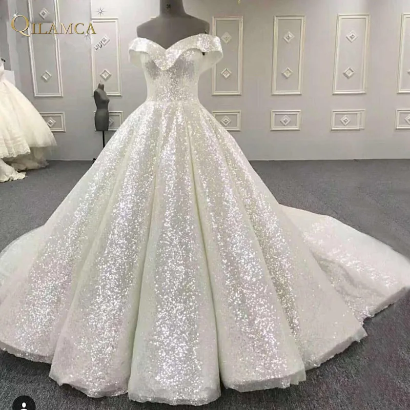 Puffy-Arabic-Prom-Dresses-White-Sequined-Shiny-Party-Dress-Vestido-Longo-2018-Middle-East-Formal-Evening