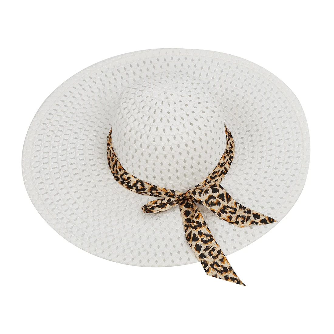 2017 NEW White Summer Exquisite Leopard Ribbon Bowknot Decorated