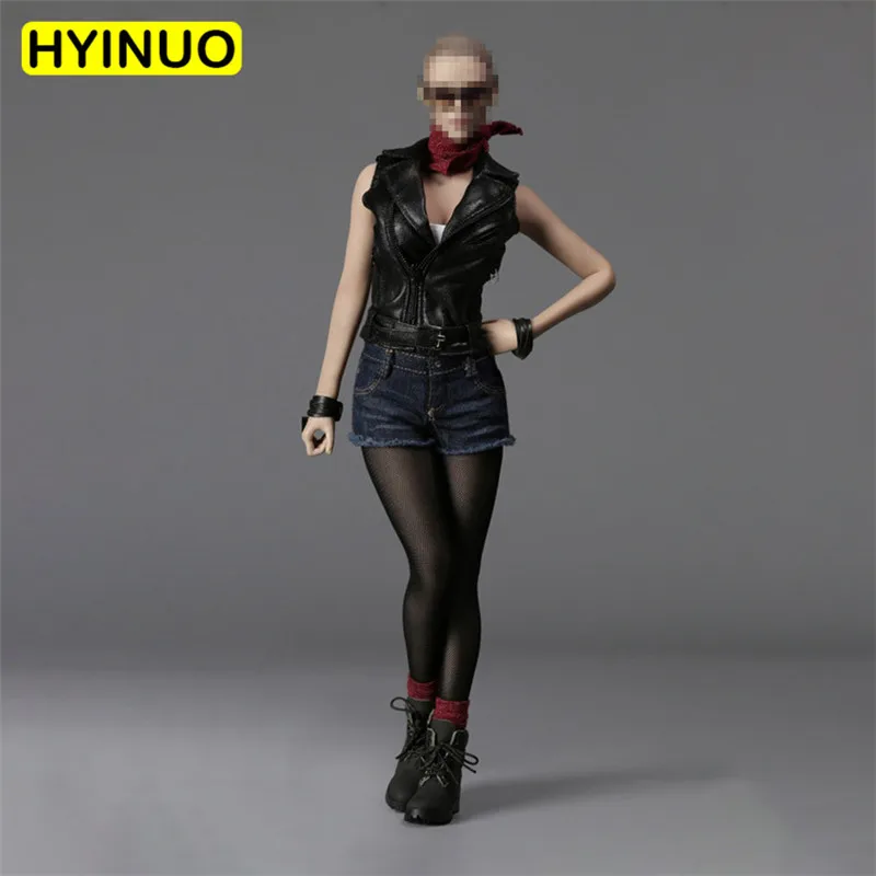 

1/6 Scale F-074 Female Vest Black Vest Clothes Suit Sexy Vest Leather Clothes Clothing Set F 12" Action Figure Female Body Doll